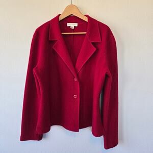 Casual Corner Size L Red 100% Wool Women's Jacket